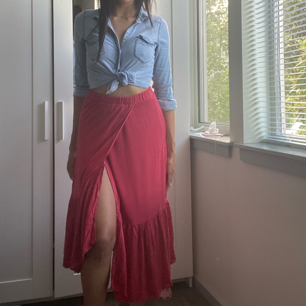 Michael Stars Rylie Rayon Wrapped Midi Skirt